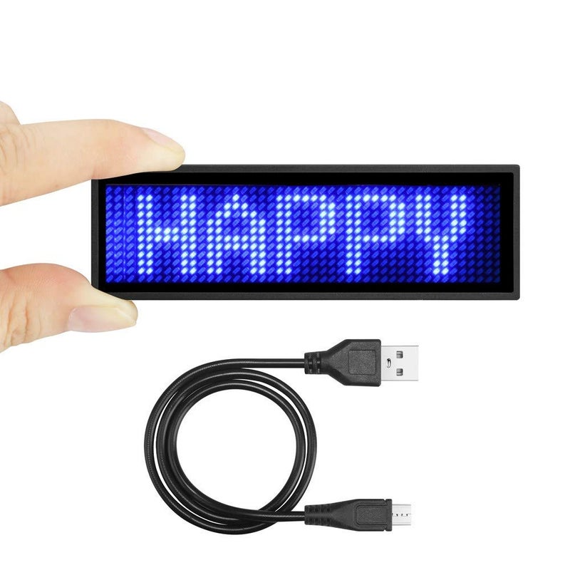 OUHL LED Name Tag, OUHL Upgraded LED Name Badge Cellphone Programmable Rechargeable Business Badges Mini LED Display for Party Shop Night Club (Blue) - Image 1